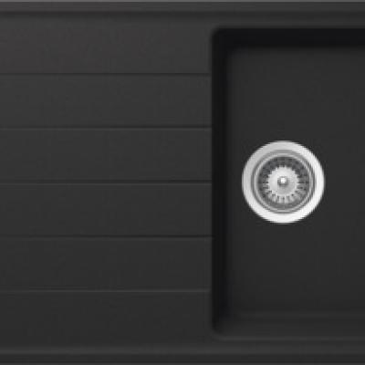 Single Bowl with Drainer, Quartz Sink - Onyx - Hafele